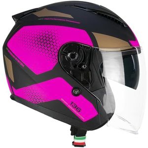 CGM - 136G DNA GALAXY - Open Face Helm - Zwart Fuchsia Neon Mat - ECE R 22.06