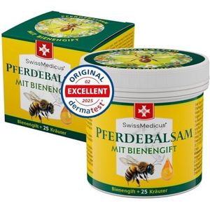 SwissMedicus Paardenbalsem met bijengif en 25 kruiden - tegelijkertijd afkoelen en verwarmen - voor massage van de huid in de rug en gewrichten - 150 ml