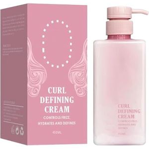 Krul Definiërende Crème, Haar Krul Definiërende Crème, Krul Crème voor Krullend Haar Anti Frizz, Krul Crème voor Krullend Haar, Anti Frizz, Hydraterend, Gladmakend, 450ml