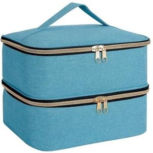 Nagellak-organizer, handtas, dubbellaags, voor meisjes en vrouwen, nagelkunst, etherische olie, cosmeticaset, Groen (Lake Green), Eén maat