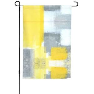 Grijze en gele abstracte kunst schilderij lente zomer tuin vlag 30 x 45 cm huis vlag dubbelzijdige onafhankelijkheid dag werf outdoor decor