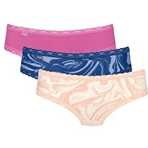 Sloggi Hipster C3P Slips voor dames, 24/7, Blauw/Roze/Oranje, L