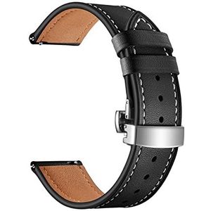 Lederen band Compatible With Samsung Galaxy Horloge 4 3 Classic Band 42mm / 46mm / Actief 2 40 mm 44mm / 41mm / 45mm 20mm 22mm horlogeband armband riem (Color : Black silver, Size : For Gear S3)