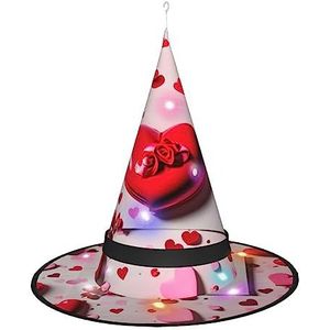 OdDdot Valentijnsdag heksenhoed - LED gekleurd licht, geschikt voor Halloween, Kerstmis, rollenspel en meer