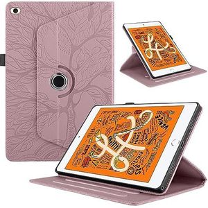 Zware beschermhoes Compatibel Met IPad Mini 1/2/3/4/5 (8 Inch) Tablethoes 360 Graden Draaibare Standaard Opvouwbare Tablethoes Tree Of Life Reliëf Shell Tablet-pc-behuizing(Color:Rose Gold)