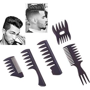 Styling Haar Kam Set Salon Kapper Haarstylist Kam 5 Pack Professionele Haarborstel Retro Kappers Haarverzorging Stijl Accessoire Dubbelzijdig voor Mannen Jongen Gentleman