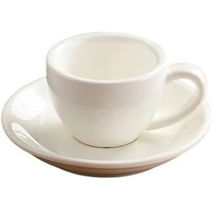 XPJYUA Kop- en schotelset, 1 set, 75 ml, gekleurde keramische koffiekopjes, espressokopjes, porselein, middag theekopje, ontbijt, melk, mok, schattig aardewerk, mokken drinkgerei (wit)