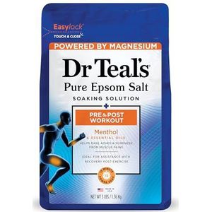 Dr. Teal Pure Epsom zoutoplossing met magnesiumsulfaat en menthol voor en na de training, 1,36 kg