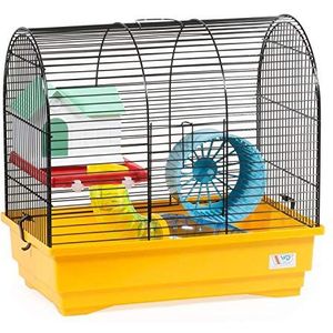 decorwelt Hamsterstaven geel buitenmaten 40x25x39 knaagkooi hamster plastic kleine dieren kooi met accessoires