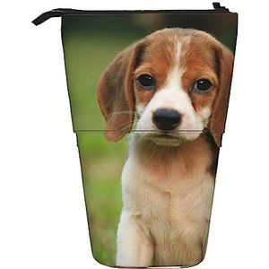 Mooie Hond Beagl Etui Telescopische Make-up Tas Pop Up Office Organizer Box Staande Pen Houder Cosmetica Tas met Ritssluiting, Zwart, Eén maat, Munten Pouch