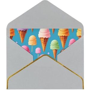 ijs en wafel patroon gedrukte wenskaarten, prachtige blanco wenskaarten met enveloppen, grappige kaarten voor elke gelegenheid