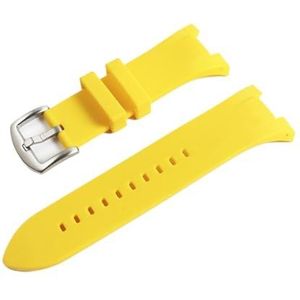 LUGEMA Horlogeband Band Horlogeband 31mm Rubber Compatibel Met Armani Exchange ARAX1803 AX1802 AX1050 (Color : Yellow Silver Buckle, Size : 31mm)