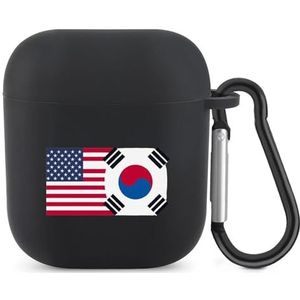 Korea Zuid VS Vriendschap Vlag Leuke Case Voor AirPods 2&1 Schokbestendige Beschermende Hoofdtelefoon Gevallen Cover Met Sleutelhanger Voor Mannen Vrouwen