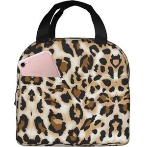 YJxoZH Luipaard Print Lunch Bag Box voor Vrouwen Mannen Herbruikbare Geïsoleerde Tote Bag Grote Capaciteit Fortravel Werk Picknick