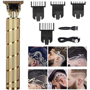 Professionele tondeuse voor mannen en vrouwen, draadloze oplaadbare tondeuse, metalen body cutting verzorgingsset, baardscheerapparaat, kapperszaak (gouden draad)