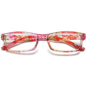 KOOSUFA Leesbril dames bloemen kwaliteit rechthoekige anti-vermoeidheid bril leeshulp retro designer mode bril bril volledige rand bril met sterkte 1.0 1.5 2.0 2.5 3.0 3.5 4.0
