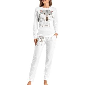 Cmagnifico Pyjama met ronde hals voor dames, alpaca-cactuspyjama voor vrouwen, damespyjama met zakken, Hamster, 4XL
