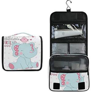 Roze blauwe olifant opknoping opvouwbare toilettas cosmetische make-up tas reizen kit organizer opslag waszakken tas voor vrouwen meisjes badkamer