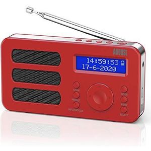Draagbare radio met DAB+/DAB/FM RDS-August MB225-functie 40 voorinstellingen digitale radiowekker stereo/mono digitale radio met slaaptimer dubbel alarm snooze en oplaadbare batterij audio aansluiting