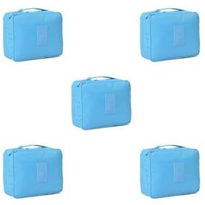 Cosmetische Opbergtas Waterdichte Grote Capaciteit Draagtas Toiletartikelen Pouch Case Thuis Make-up Wassen Pocket Vrouwen Meisjes Rode Wijn, 5 Set (hemelsblauw), as description, als beschrijving