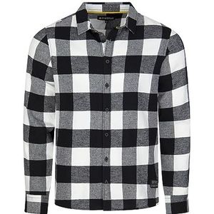 riverso RIVArne flanellen overhemd voor heren, lange mouwen, geruit, regular fit, houthakkershemd, 100% katoen, grijs, bruin, geel, rood, groen, S, M, L, XL, XXL, 3XL, 4XL, 5XL, zwart-wit, L