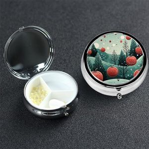 Meidoorn en boom pillendoosje 3 compartimenten pillendoos ronde pil organiseren metalen waterdichte medicijnorganizer doos voor reizen kleine pillencontainer draagbaar voor supplementen