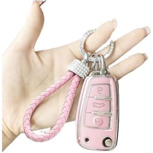 Autosleutelhangerafdekking TPU Autosleutel Case Cover Shell Fob Sleutelhanger Protector Voor A1 A3 A4 8P 8L 8V A5 B6 B7 A6 A7 C5 C6 Q3 Q5 Q7 4F S3 S4 S6 RS3 TT Sleutel Shell(Pink)