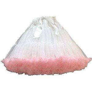 Linghe Petticoat voor dames, elastische taille, tutu, party, meerlaagse pofy, cosplay, rok, roze, Eén Maat
