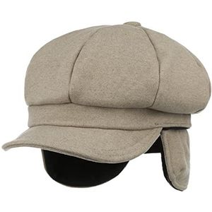 Lipodo Soft Newsboy Pet met Oorbescherming Dames - cap klep leren band voor Herfst/Winter - M (57-58 cm) licht grijs