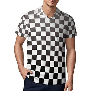 Zwart Wit Racing Geruite Vlag Mannen Golf Polo-Shirt Zomer Korte Mouw T-Shirt Casual Sneldrogende Tees XL