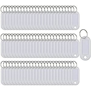 Sleutelhangers SENRISE 100 stuks Sleutelhangers Tags Sleutelhangers Plastic Sleutelhangers Id Tags Sleutelhangers Naam Tags Bagage ID Labels met etiketten Split Ring Sleutelhanger (wit)