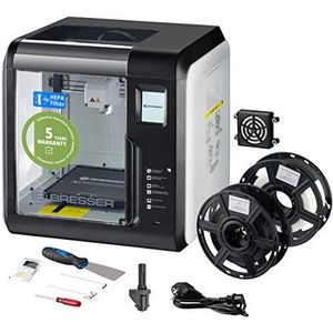 Bresser 3D-printer met wifi en geïntegreerde camera, inclusief EPA-filter voor schone afvoerlucht, spatel, 2 extruder-sproeiers (1 x vervanging), 2 x PLA-filament (wit, zwart) voor onmiddellijke start