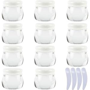 reispotjes voor toiletartikelen， Pak van 12, lege roze 10 ml plastic cosmetische potten containerpot lippenbalsem lotion opslagcontainer gezichtscrème reisfles + 4 x spatel(Clear)