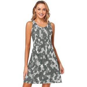 LI ZHI XIN Dames Zomerjurken Ronde Hals Casual A-lijn Mouwloos Vest Jurken met Zakken Mozaïek Camo Patroon, Meerkleurig, S
