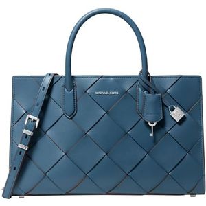 Michael Kors Scarlett Medium Satchel Handtas, One Size, Zilverkleurige hardware/donkere Chambray, Eén maat