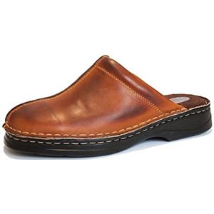 Kristian Shoes 30 herenpantoffels – handgemaakte leren pantoffels in de EU – elegante en comfortabele herenklomp voor binnen en buiten, ideaal voor alle seizoenen, Bruin, 46 EU