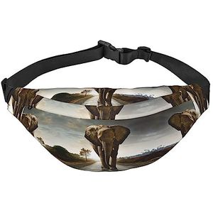 Basketbal Fanny Pack voor mannen vrouwen, crossbody heuptas pack, grote crossbody, met verstelbare riemen, 3d Olifant, Eén maat