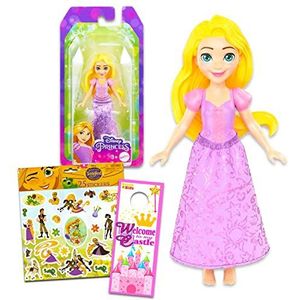 Disney Princess Rapunzel Doll for Girls - Tangled Toy Bundle with 4"" Rapunzel Mini Doll Plus Rapunzel Stickers, More | Mini Disney Princess Figurines Rapunzel