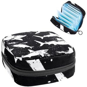 Opbergtas voor maandverband, naadloze haaiensilhouet draagbare maandzak, inlegkruisjes, tampons, maandverband, opberghouder voor vrouwen, school, kantoor