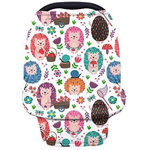 TOADDMOS Mooie Kleurrijke Cartoon Hedgehog Bloemen Autostoel Luifel Verpleging Cover,Multi Gebruik Baby Wandelwagen en Autostoel Cover,Nursing Covers,Perfecte Baby's Douche Geschenken