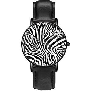 Zwart Wit Luipaard Huid TextuurWatches Persoonlijkheid Business Casual Horloges Mannen Vrouwen Quartz Analoge Horloges, Zwart