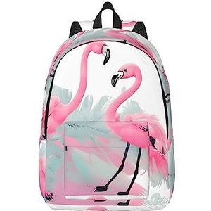 Roze Flamingo Canvas Grote Capaciteit Duffel Tas met Verstelbare Schouderriemen voor School Outdoor Sport, Zwart, M