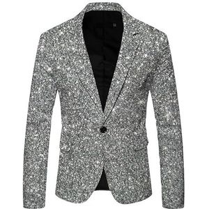 keephenDE Heren pailletten blazer blazer blazer slim fit smoking casual slim pak blazer jassen glanzend glitter pak jas banket, # 12, XL