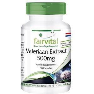 Fairvital | Valeriaan extract capsules - HOOG GEDOSEERD - 500mg valeriaanwortel extract 4:1 per capsule - VEGAN - Valeriana officinalis - 90 capsules