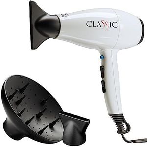 GA.MA Italy Professional, Klassieke Haardroger, Professionele Haardroger met 2200 W Italiaanse AC Motor, Keramische Coating voor Glanzend, Pluisvrij Haar, Witte Kleur