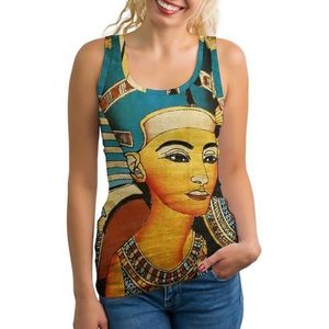 Retro Oude Egyptische Kunst Lichtgewicht Tank Top voor Vrouwen Mouwloze Workout Tops Yoga Racerback Running Shirts L