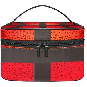 Zwarte Rode Basketbal Textuur Make-up Organizer Bag, Reizen Make-up Tas Organizer Case Draagbare Cosmetische Tas voor Vrouwen en Meisjes Toiletartikelen, Meerkleurig, 22.5x15x13.8cm/8.9x5.9x5.4in