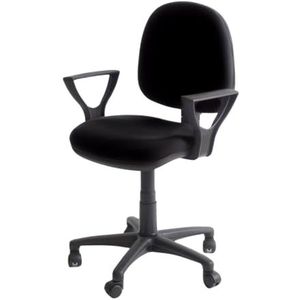 T10 Bureaustoel, stoel met armleuningen voor thuiskantoor, in hoogte verstelbare stoel, verstelbare rugleuning, gevoerde zitting en rugleuning, bureaustoel, ergonomische stoel (zwart)