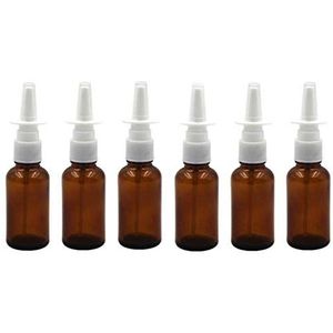 VASANA 6 STKS 1 oz 30 ML Lege Hervulbare Amber Glas Neusspray Flessen Spuiten Pomp Snoot Cleanser Container Voor Zoutoplossing Neussprays Wassen Doseren
