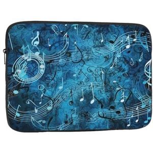 Blauwe Muzikale Notes Laptop Sleeve Bag voor Vrouwen, Schokbestendige Beschermende Laptop Case 10-17 inch, Lichtgewicht Computer Cover Bag, ipad case, Zwart, 12 inch
